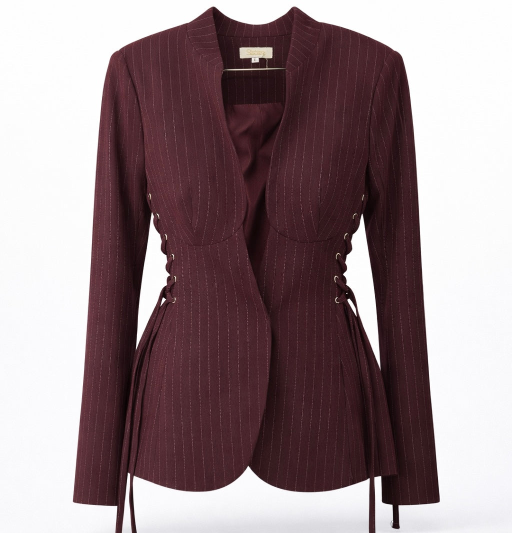 Burgundy Corset Tailored Blazer